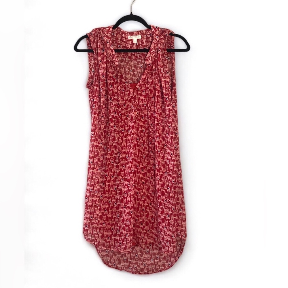 love, Fire Red Patterned Sleeveless V-Neck Camisole